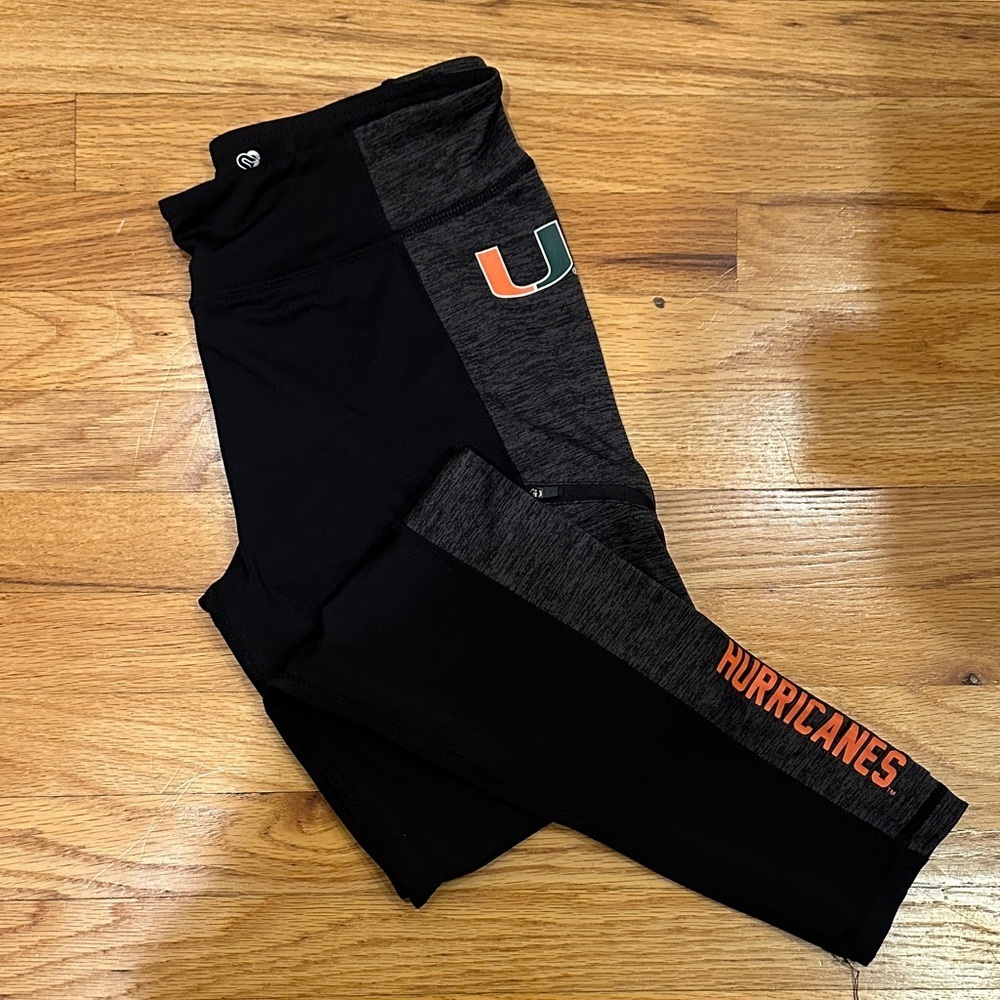 Black and Gray Leggings with Miami Hurricanes Logo